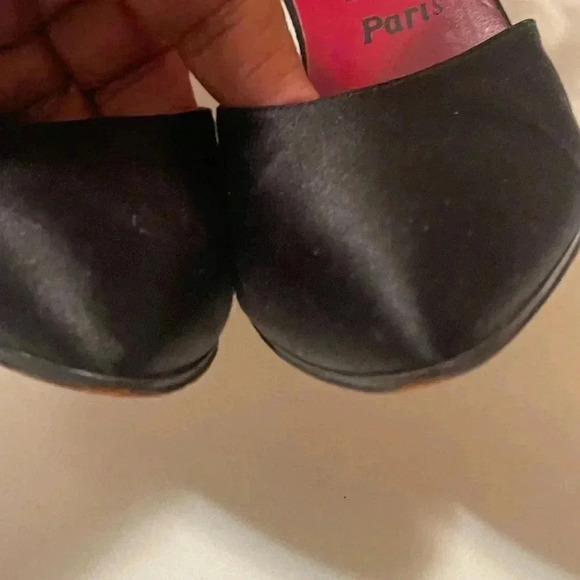 YSL Yves Saint Laurent Paris high heel open back shoes - black satin fabric - Picture 12 of 16